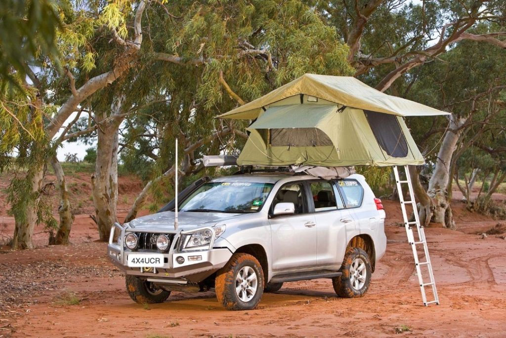 Land cruiser v8 with a roof top tent